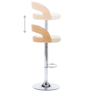 Ensemble de 2 tabourets de bar crème et marron clair, chaise de bar confortable crème et marron clair - Product Image 6