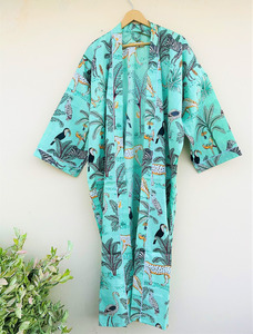 Floral Cotton Kimono <b>Robe</b> Women Boho Kimono Dressing Gown Lightweight Summer <b>Beach</b> Cover Up Lounge Wear Wrap - Product Image 3