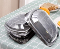 HYX-002 Contenant alimentaire jetable en plastique à 2 compartiments avec couvercle transparent pour nouilles, sushis et hamburgers