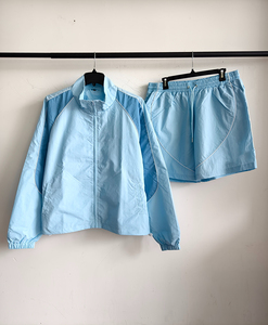 OEM Custom Logo High Quality Steeetwear Shorts and <b>Jacket</b> 2 Piece Windbreak Sweatsuit Nylon Half Zipper Windbreaker Short Set's - Product Image 3