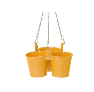 Jardinière suspendue en fer de qualité supérieure avec triple seau pour une présentation décorative en jardin - Product Image 1