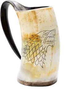 Boynuz kupa ve el yapımı Buffalo horn kupa Viking içme kupaları bira ile en kaliteli parça ve logo cilalı