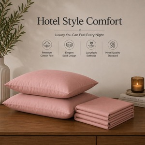 High Quality Blush Pink 300 TC Pure Cotton Solid Bedsheet for Home and Hotel Bedding and <b>Comfortable</b> Breathable Fabric - Product Image 2