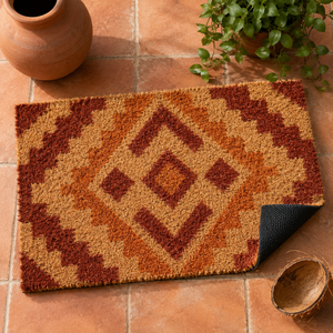 High Quality Modern Abstract Anti-Slip Stain Resistant Natural <b>Bleached</b> Outdoor Rubber Backed Coir Handmade Tufted Door Mat - Product Image 5