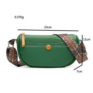 Genuine Green Leather Handmade Sling Bag With Adjustable Jacquard <b>Shoulder</b> <b>Strap</b> English Style Top Indian Supplier Manufacturer - Product Image 6