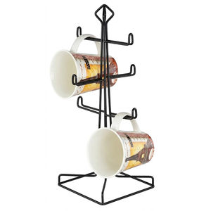 Support de rangement de tasses à café et à thé en acier inoxydable moderne à 6 crochets pour table, organisateur de tasses pour cuisine, prix abordable - Product Image 6