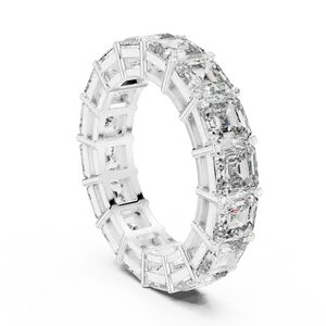<b>Emerald</b> Cut High Carat Lab Grown Diamond Full Eternity <b>Band</b> 8.00ctw 925 Sterling Silver Unisex <b>Ring</b> IGI Certified Fine Jewelry - Product Image 2