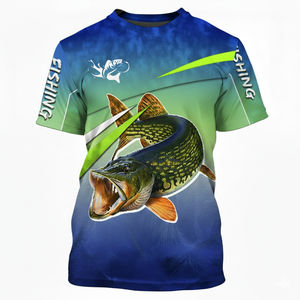 Nueva Camiseta de Pesca con Cuello Redondo Sublimada Personalizada de Calidad Superior, Ropa de Pesca de Poliéster para Exteriores, Venta al Por Mayor de Fábrica - Product Image 5