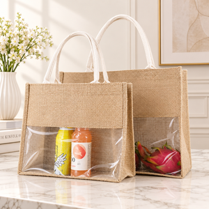 Promotional Custom Printed Jute <b>Gift</b> Bag Eco Friendly Reusable Burlap Tote Bag with Handle for Company Event Marketing Shopping - Product Image 1