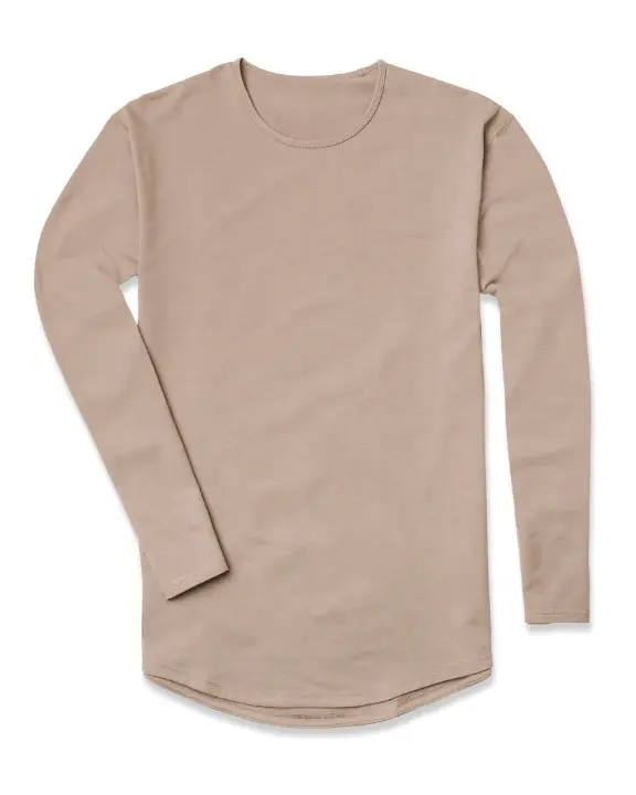 Zand Effen Kleur T-Shirts Ronde Hals T-Shirt Voor Mannen 65% Cotton35 % Polyester Single Jersey Enzym Wassen Prestatie Gym T-Shirts