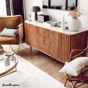 Aparador Vandana Stellar Flux de madera de acacia y mármol blanco - Product Image 3