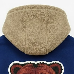 <b>High</b> Quality <b>Leather</b> Sleeves Embroidered Logo Letterman Hooded Jacket <b>Top</b> Seller Hip Hop Streetwear Baseball Jackets For Men - Product Image 3
