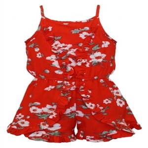 Barboteuse en coton rouge pour fille, vêtement sans manches, avec taille élastique, combinaison parfaite pour ce volume - Product Image 4