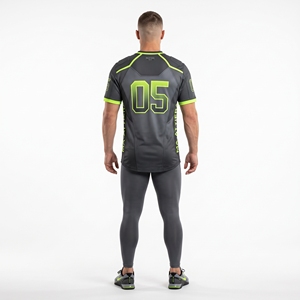 Jersey de Fútbol Americano Gris para Hombre, Personalizado 05, Verde Neón, Acolchado, Ropa Deportiva, Uniforme de Equipo, Venta al Por Mayor - Product Image 2