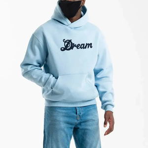Sudadera con capucha y cremallera Dream Embroidered para hombre, azul claro, informal, de algodón y forro polar, cuello alto, corte regular, con bolsillo frontal con logo. - Product Image 5