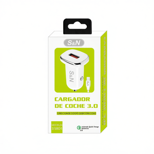 Cargador de coche S&N 3.0A QC3.0 con cable para dispositivos micro USB - Product Image 2