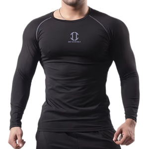 Haut de sport unisexe personnalisé anti-UV, en Spandex/Polyester, à manches longues, séchage rapide, respirant, avec logo frontal - Product Image 5