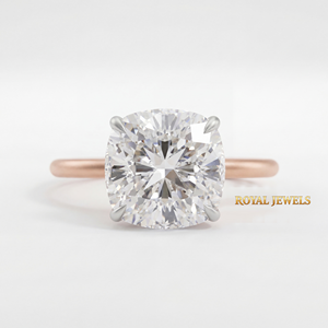 <b>Cushion</b> Cut Moissanite Diamond Solitaire <b>Ring</b> 14K Gold Plated Resizable Engagement Silver Jewelry - Product Image 1