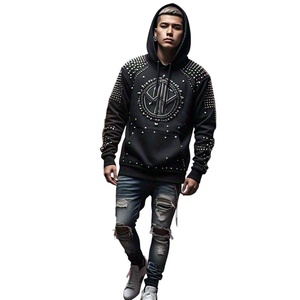 OEM เสื้อมีฮู้ดรุ่นเฮฟวี่เวทของผู้ชายเสื้อผ้าแนวสตรีทผ้าคอตตอน100% พิมพ์ลายดิจิตอลประดับพลอยเทียมเสื้อโค้ทมีฮู้ดจาง - Product Image 1