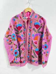 Velvet Suzani Fabric <b>Jacket</b> Floral Embroidery Unisex <b>Jacket</b> With Inside Cotton Lining <b>Hippie</b> Style Women's Party Wear Coat - Product Image 3