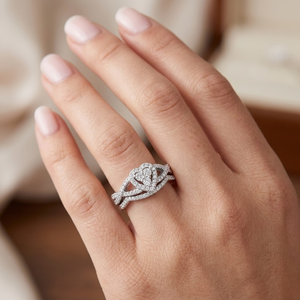 Ensemble de bagues de fiançailles pour femmes avec diamant naturel rond véritable de 1,00 TCW |   Bague de mariage en or blanc sertie de pierres pour anniversaire de mariage - Product Image 3