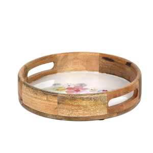 Bandeja Redonda Moderna con Diseño Esmaltado, Bandeja de Madera para Servir Comida, Bandejas Decorativas de Madera Natural - Product Image 4
