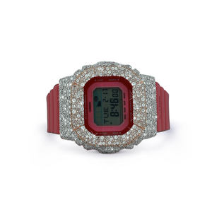 Montre élégante en moissanite avec boîtier en argent sterling, cadran analogique semi-serti, bracelet en caoutchouc pour homme - Product Image 1