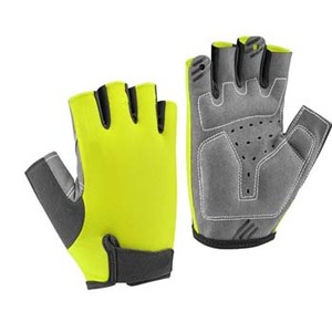 Gants de cyclisme mi-doigts en polyester vert citron et gris, maille respirante, unisexe, pour l'été - Product Image 4