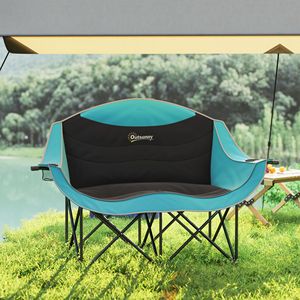 Sedia da Campeggio Verde per Adulti con Design Pieghevole Imbottito, Doppia Dimensione con Braccioli, Portabicchieri e Borsa per il Trasporto per Uso Esterno - Product Image 6