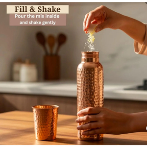 Pure Copper Water Bottle with Round Lid Hammered Copper Drinking Bottle for Daily Use Ayurvedic Copper Water Bottle for Wellness - Product Image 4