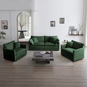 Set da Soggiorno Salvaspazio in 3 Pezzi Include 2 Poltrone e Divano a 2 Posti con Braccioli e Cuscini Decorativi di Ca - Product Image 2