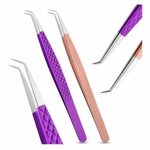 Lot de 3 pinces à cils dorées courbées pour extensions de cils, volume et isolation, en acier inoxydable de précision, outils de salon de beauté - Product Image 4