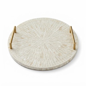 Plateau ovale en nacre, mosaïque de coquillages artisanale, plateau décoratif, vente en gros, plateau de service pour table basse en nacre incrustée pour hôtel - Product Image 3