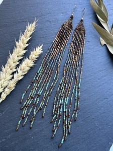 Pendientes de cuentas, pendientes de turquesa, pendientes de cuentas con flecos, pendientes bohemios, pendientes familiares, regalos para ella, moda para fiestas - Product Image 5