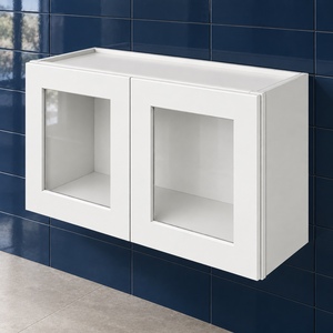 Gabinete de pared con puerta de vidrio de 33 x 18 pulgadas, blanco, estilo Shaker, RTA, marca privada, fabricante OEM de Vietnam - Product Image 4