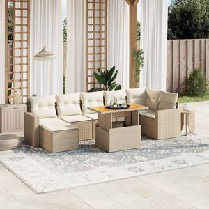Ensemble de canapés de jardin en rotin beige, mobilier d'extérieur avec coussins en mousse haute densité, design contemporain imperméable - Product Image 3
