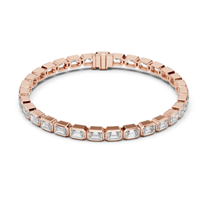 Bracelet tennis en or avec diamants taille émeraude, bracelet éternité en diamants de laboratoire, bracelet de luxe serti clos en diamants pour femme - Product Image 1