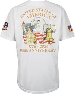 Maillot de baseball pour homme, 250e anniversaire des États-Unis, drapeau américain, boutonné, pour la fête de l'indépendance du 4 juillet - Product Image 2