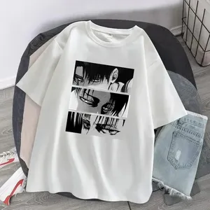 เสื้อยืดผ้าฝ้ายสีดำขนาดใหญ่พิเศษพร้อมลายพิมพ์ลายอนิเมะสไตล์สตรีทแขนสั้นคอกลมสำหรับผู้ชาย - Product Image 2