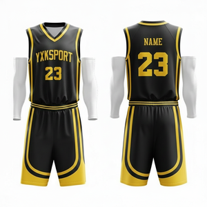 Uniformes de basket-ball en gros 2026 |   Maillots respirants et légers en polyester imprimé à 100 % avec col en V |   Équipe professionnelle sans manches - Product Image 1