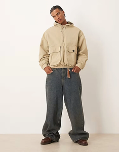 Men's Hooded Windbreaker <b>Jacket</b> Solid Color Zipper Closure Sporty Casual Outdoor Wear Spring Polyester Material - Product Image 3