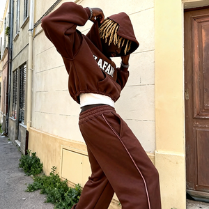 ชุดวอร์มผู้ชายสำหรับฤดูหนาว ผ้าฟลีซพิมพ์ลาย หนานุ่ม กันลม มีฮู้ด ผ้าฝ้าย 100% เสื้อฮู้ดแบบสวมหัว กางเกงวอร์มขายาว - Product Image 5