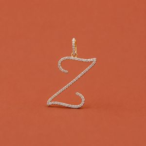 Colgante de Plata S925 con Inicial Z y Diamante Moissanita, Hecho a Mano - Product Image 1