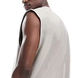 T-shirt sans manches pour homme grande taille en coton 100% avec logo personnalisé, motif lettres vierges de haute qualité, délavé à l'acide, pour la course à pied - Product Image 5