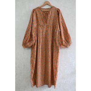 Vestido de Algodón con Estampado Artesanal para Mujer, Estilo Boho para Verano en Tela Natural Ligera y Transpirable - Product Image 1