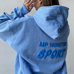 เสื้อฮู้ดโอเวอร์ไซส์ผ้าฝ้ายฟลีซปักลาย 3 มิติ โลโก้ด้านหลัง ใส่ได้ทั้งชายและหญิง เหมาะสำหรับฤดูใบไม้ร่วง - Product Image 3
