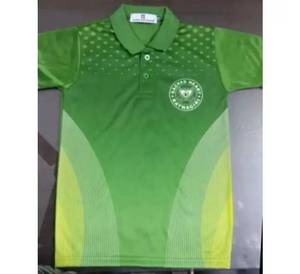 T-shirts unisexes en polyester mat de couleur verte, polos personnalisés pour lycéens, vêtements pour étudiants, style col pour le sport - Product Image 1
