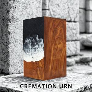 Urne artisanale pour cendres humaines, urne personnalisée gravée, boîte de crémation pour urnes funéraires, urne commémorative, cercueil en résine noire - Product Image 4