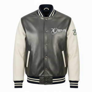 Vêtements d'extérieur tendance en cuir esthétique, style universitaire, avec manches contrastantes, durables, style américain - Product Image 1