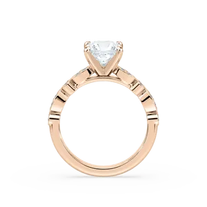 Anillo de compromiso Marilyn con diamante de 1 quilate talla princesa y piedras laterales, banda de oro rosa, diamantes brillantes, elegante y atemporal. - Product Image 2